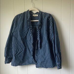 Madewell Blue Windowpane Button-Up Shirt with Tie